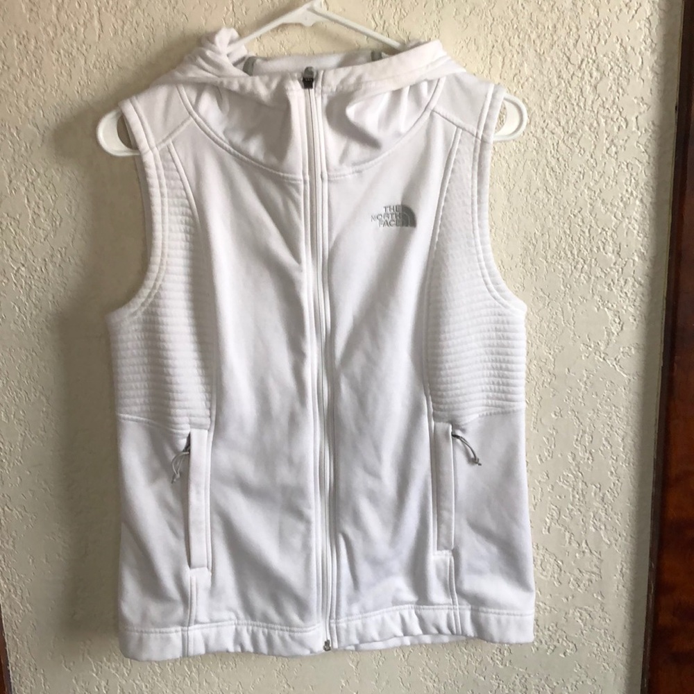 Hooded white north face light vest